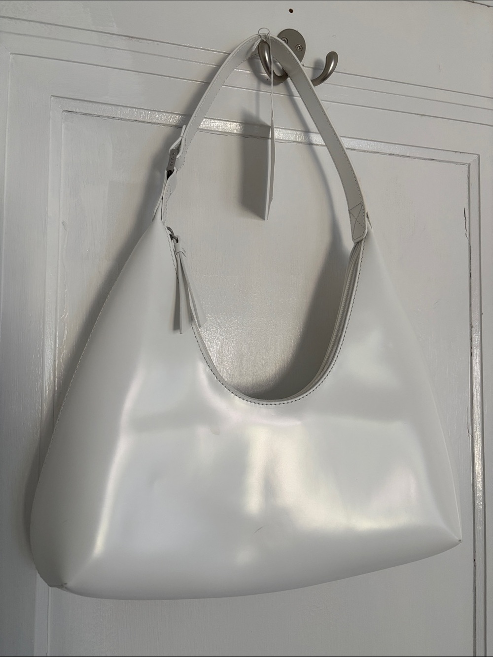 NWT By Far Amber White Leather Shoulder Bag